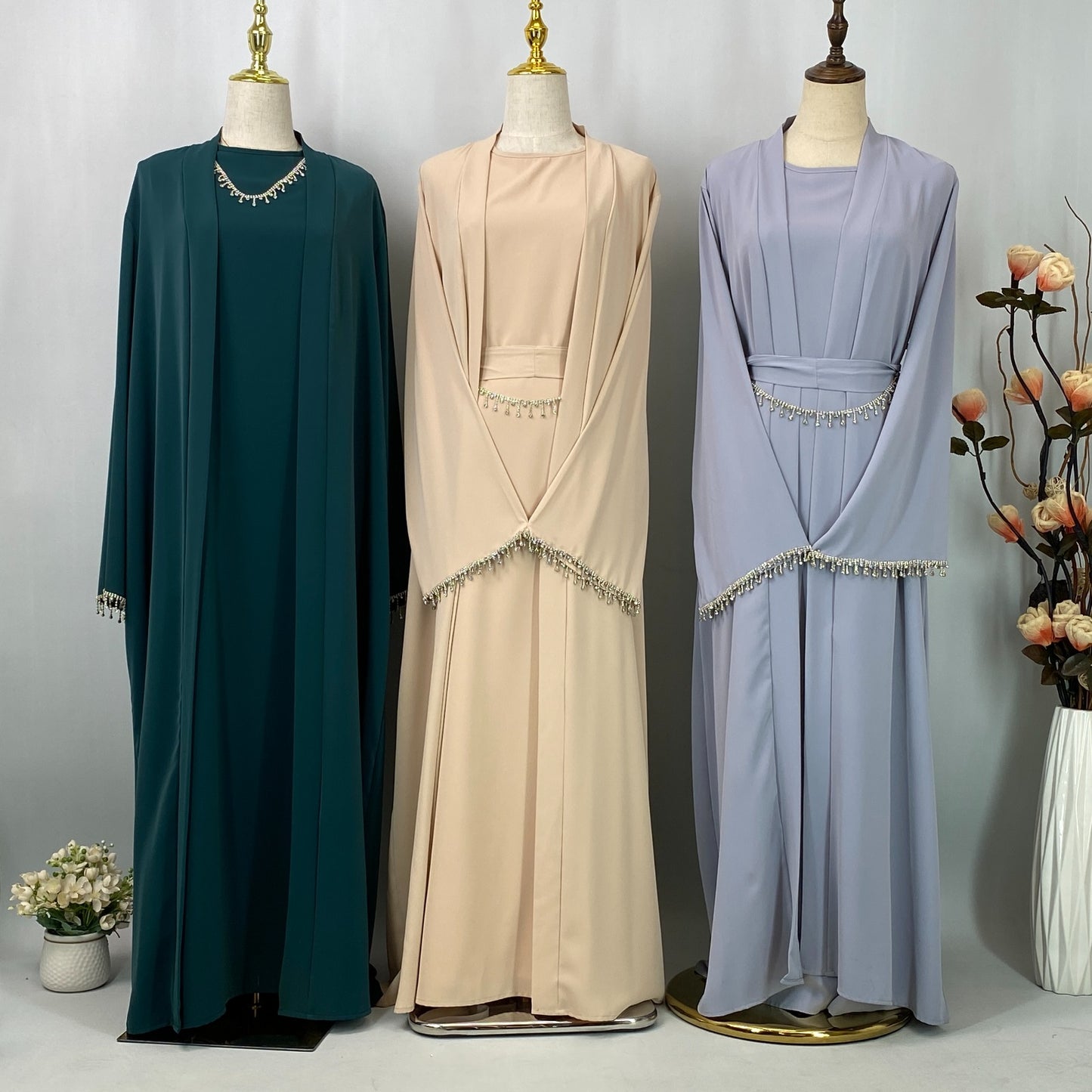 Al-Ameerah 4 Piece-Set Abaya (Silver Grey الأميرة