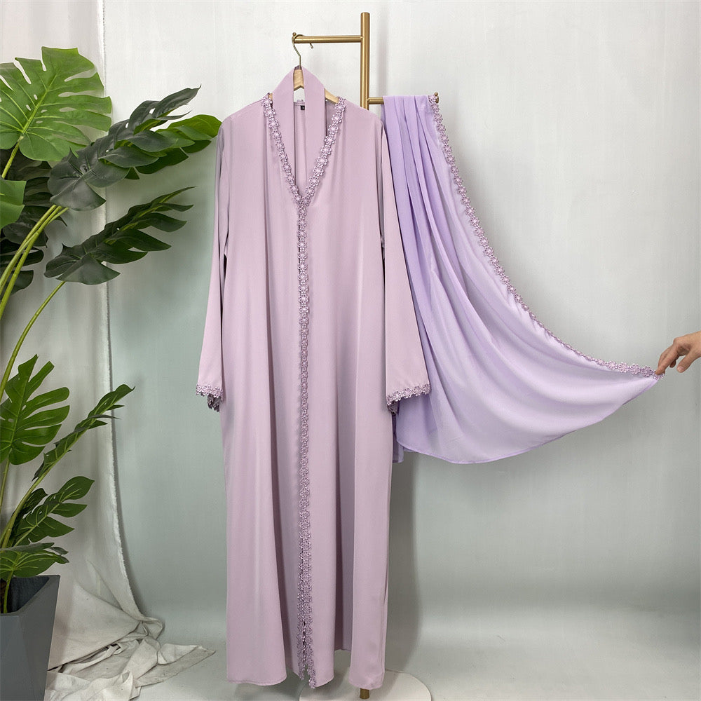 Nisrene Abaya and Hijab Set (Purple) نسرين