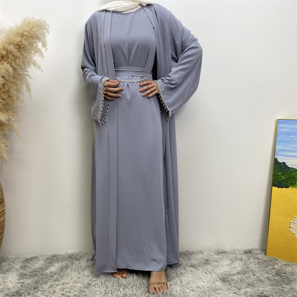 Al-Ameerah 4 Piece-Set Abaya (Silver Grey الأميرة