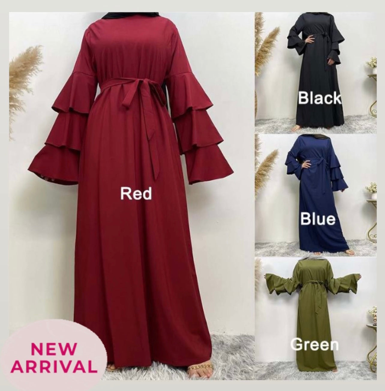 Navy Blue Chic Puff Sleeves Abaya dress