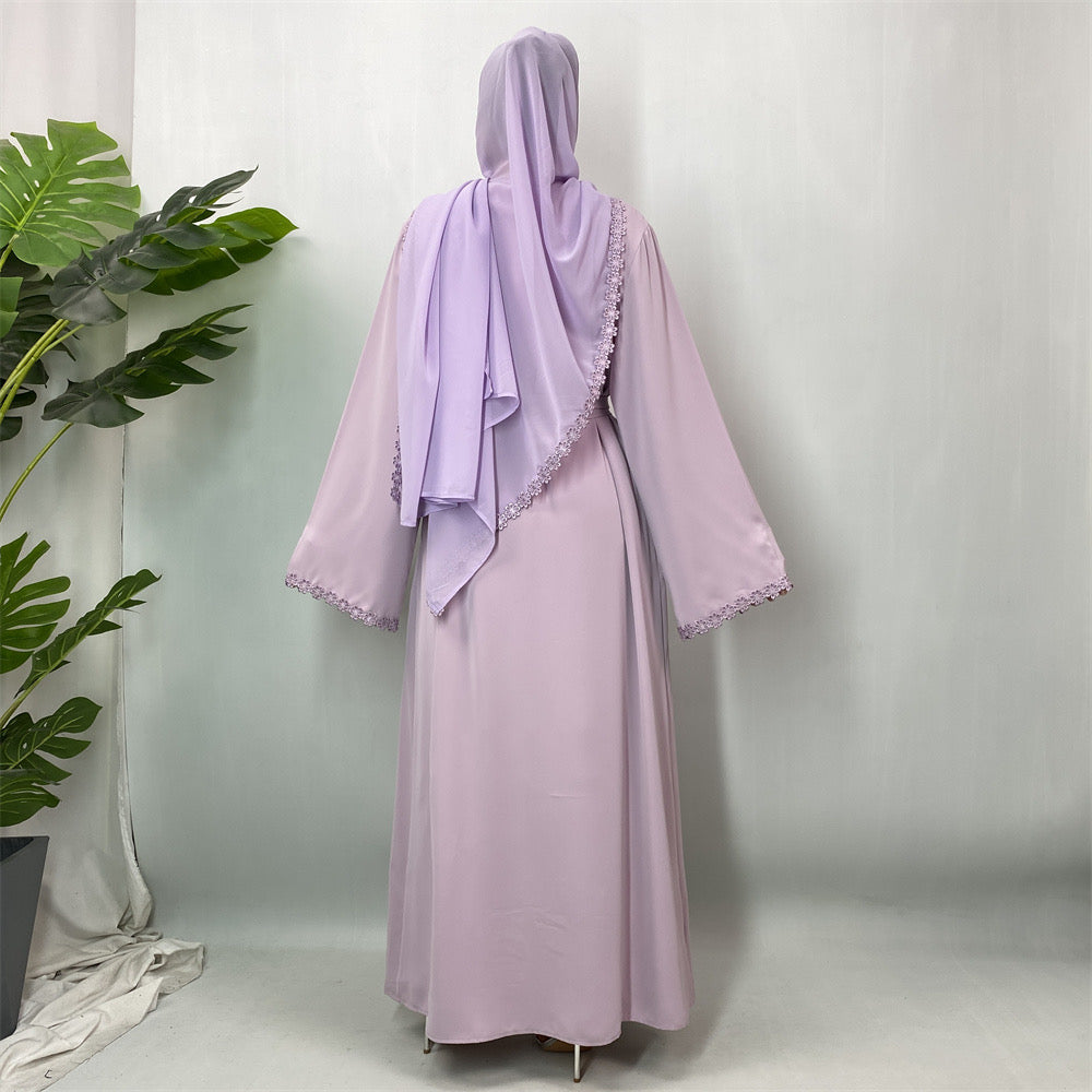 Nisrene Abaya and Hijab Set (Purple) نسرين