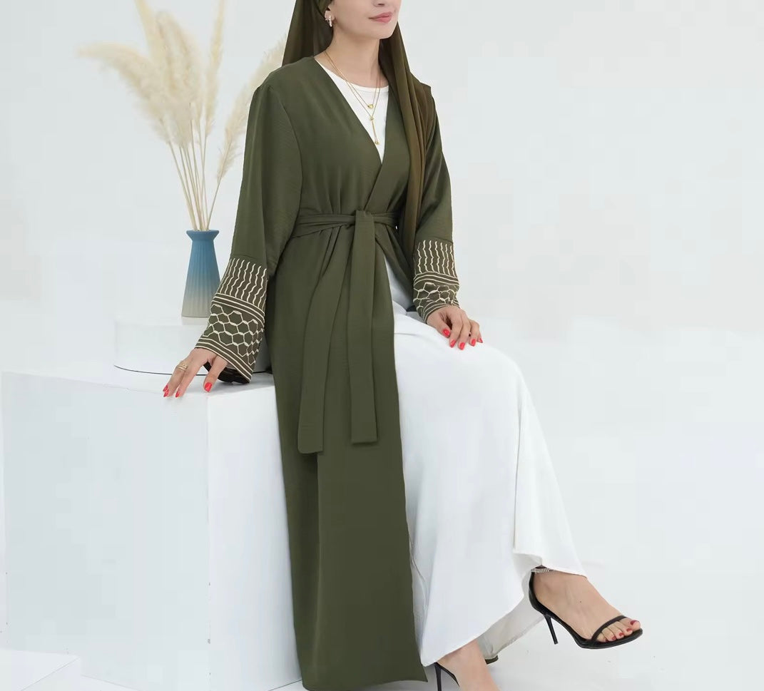 Women’s Keffiyeh Abaya (Army Green)