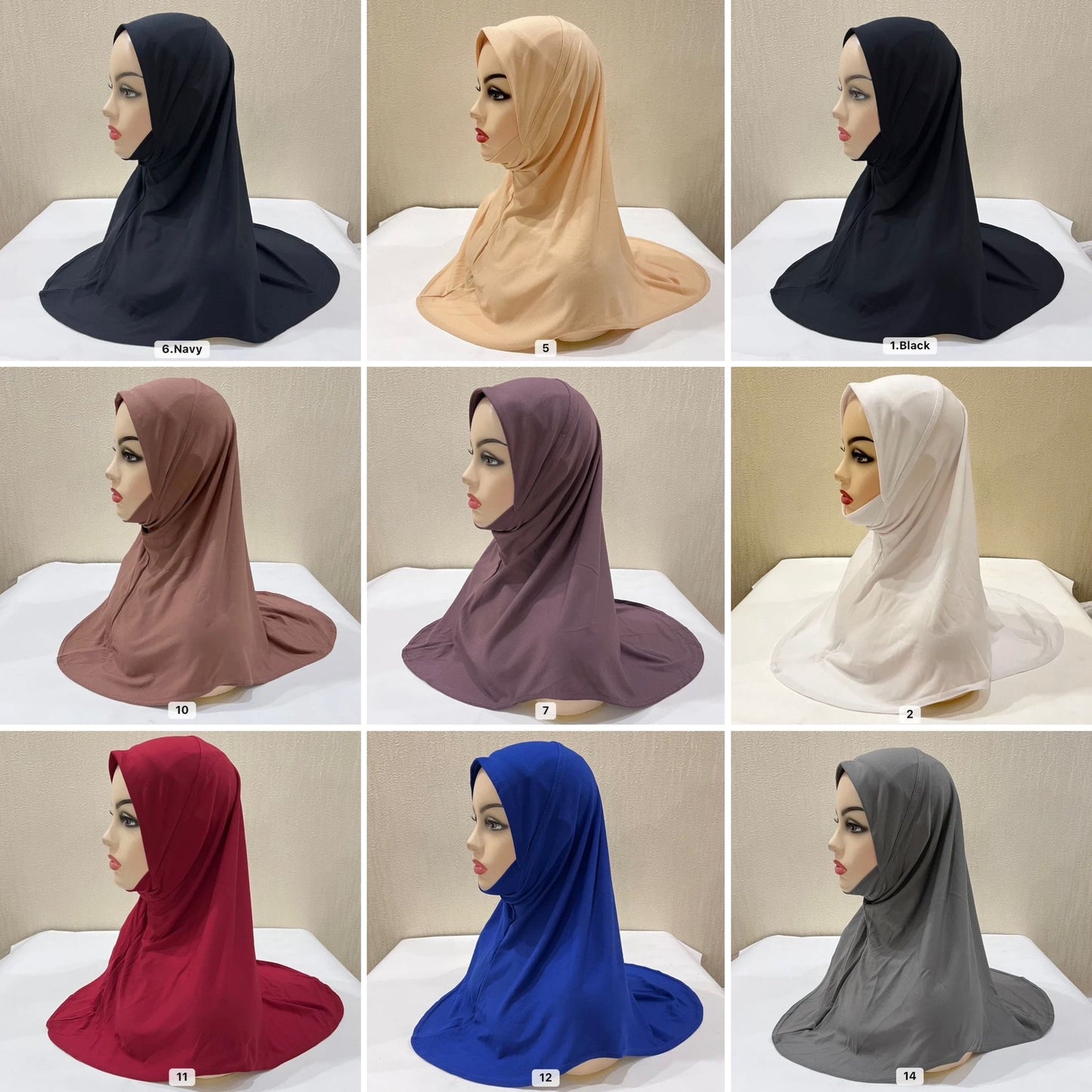 Slip On One Piece Hijaab (Assorted colors)