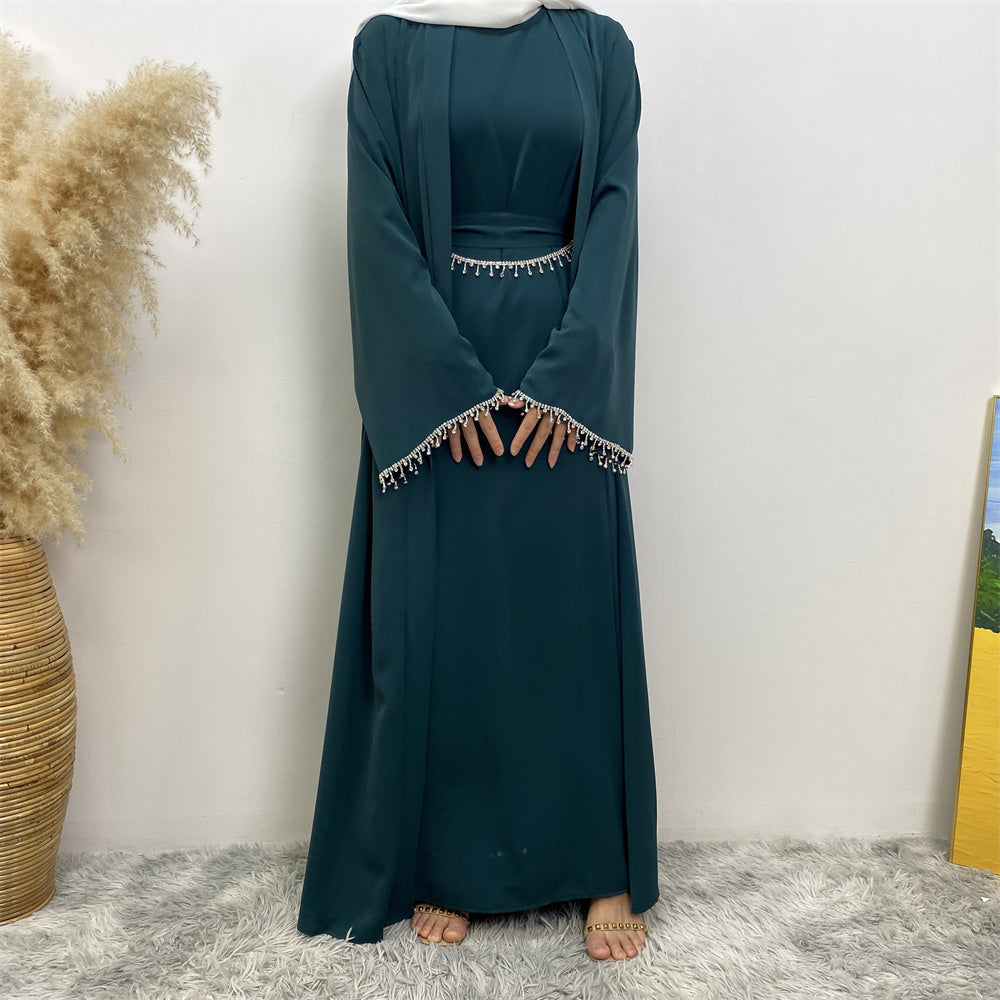 Al-Ameerah 4 Piece-Abaya Set (Dark Green)