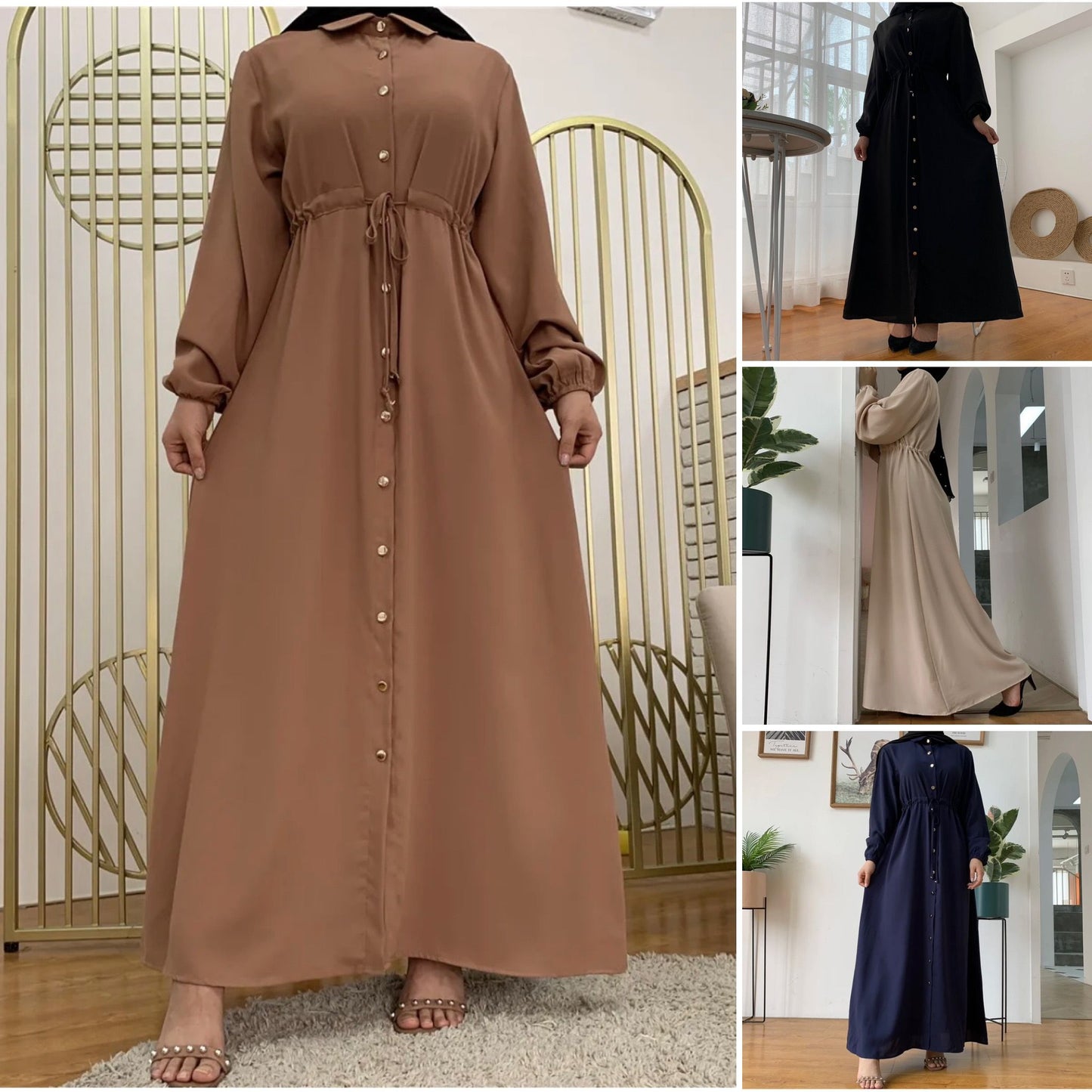 Button-Up Abaya (Cream)