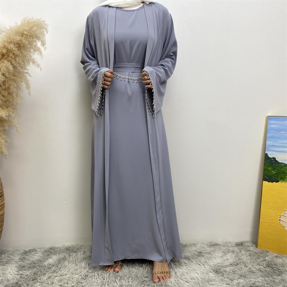 Al-Ameerah 4 Piece-Set Abaya (Silver Grey الأميرة