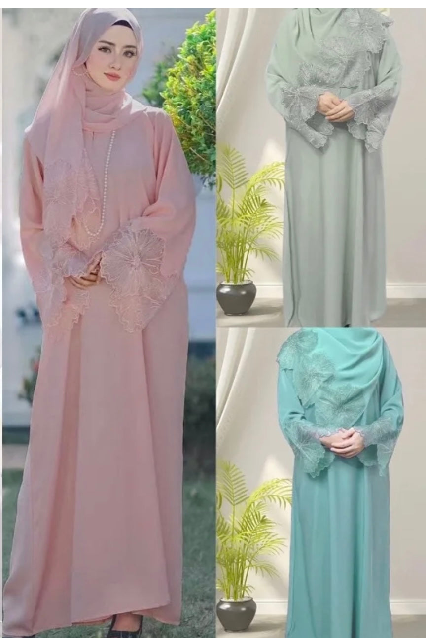 Lace & Rhinestones Eid Abaya Set