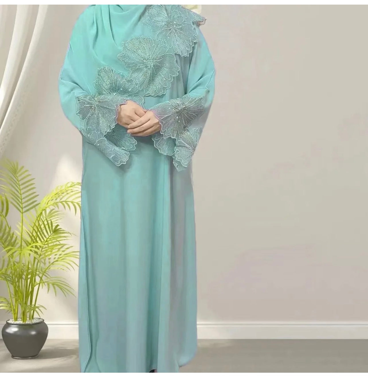 Lace & Rhinestones Eid Abaya Set