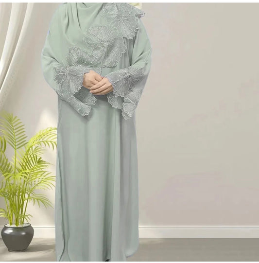 Lace & Rhinestones Eid Abaya Set